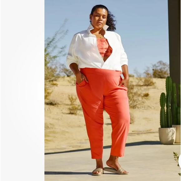 Athleta Brooklyn Ankle Pant Taper Leg Pull On Orange Haze 24 Active Athleisure - Picture 1 of 13